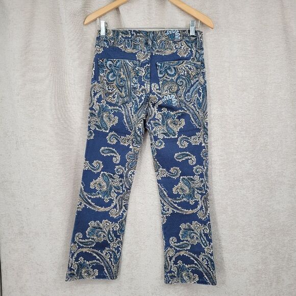 Marella Sport Avorio Navy Trousers Cropped Pants Paisley Pattern Jeans Women's - Picture 7 of 12
